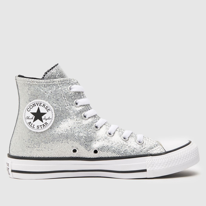 Silver metallic converse high on sale tops