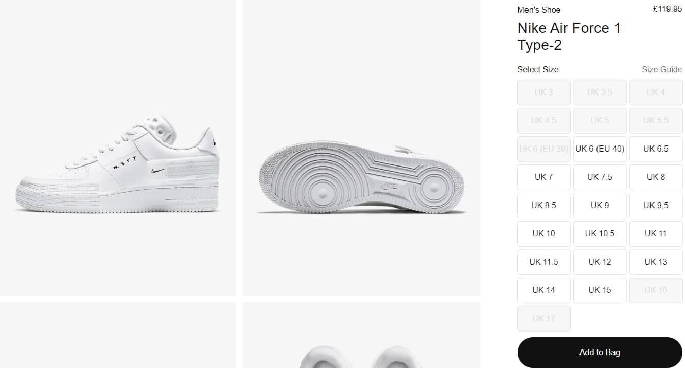 Nike Air Force 1 React White/White/Black Men's Shoes, Size: 11