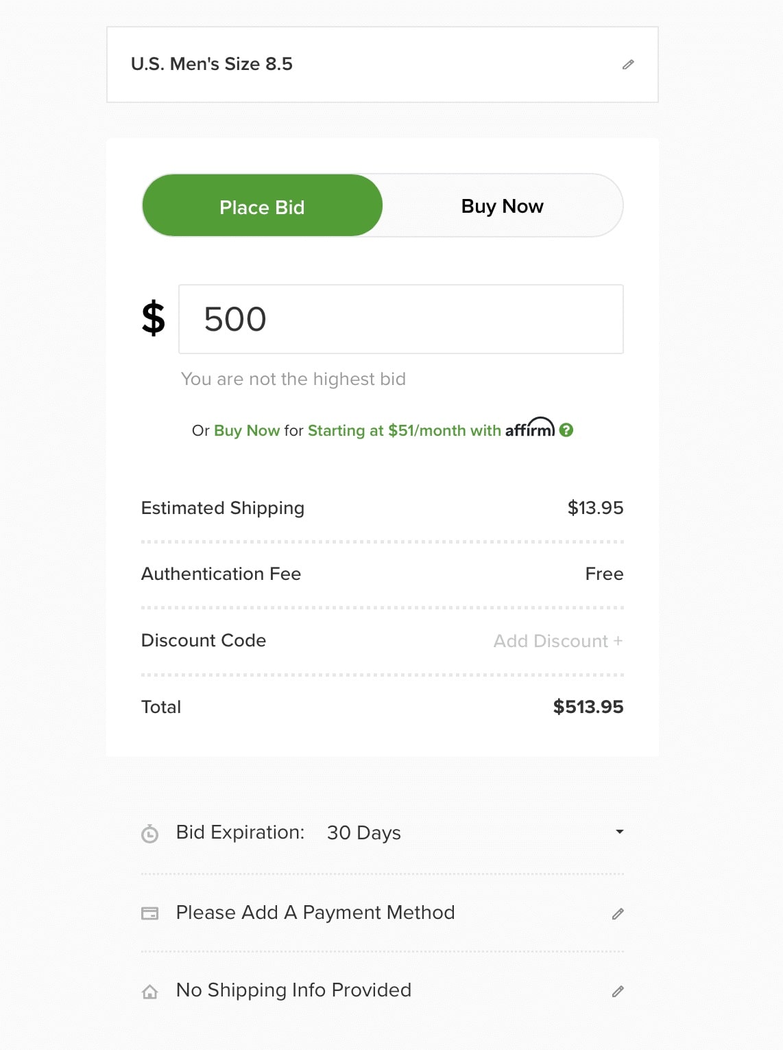 Stockx bid online