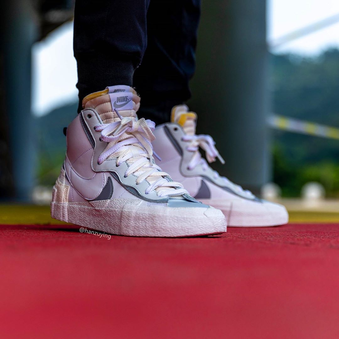 Sacai x nike blazer mid store white grey