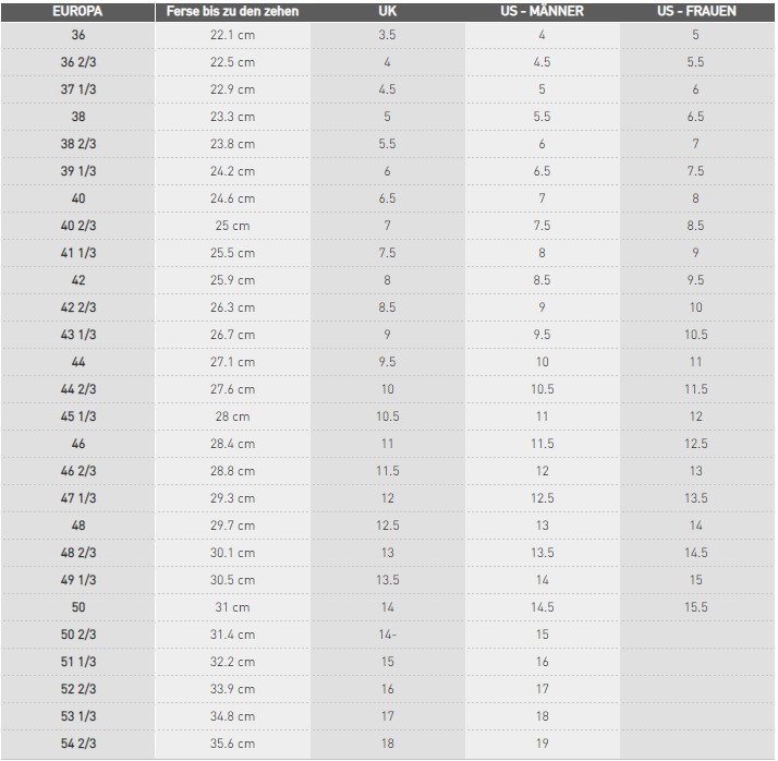 Shoe Sizes from adidas, Vans and Co. | Grailify