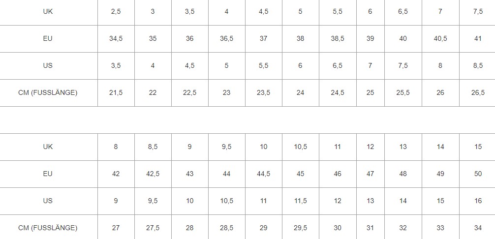 Prominente porcelana base Shoe Sizes from Nike, adidas, Vans and Co. | Grailify