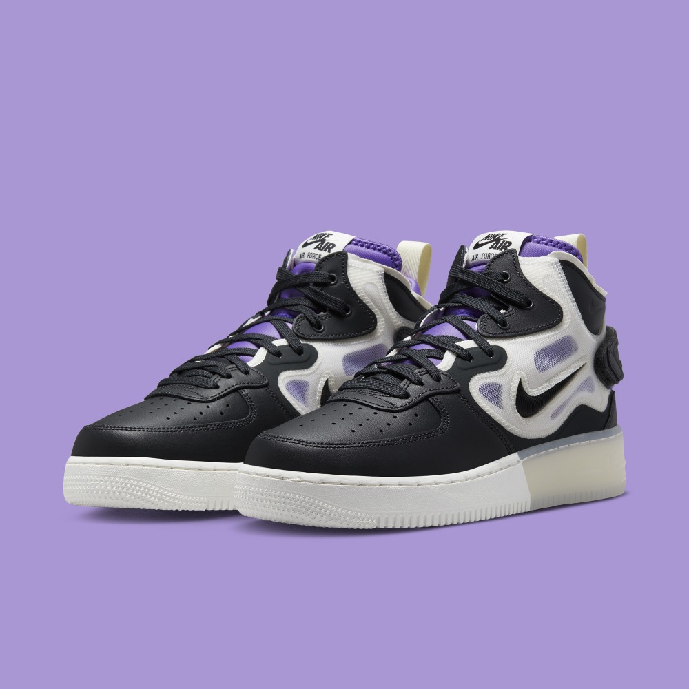 Nike air force 1 black hot sale and purple