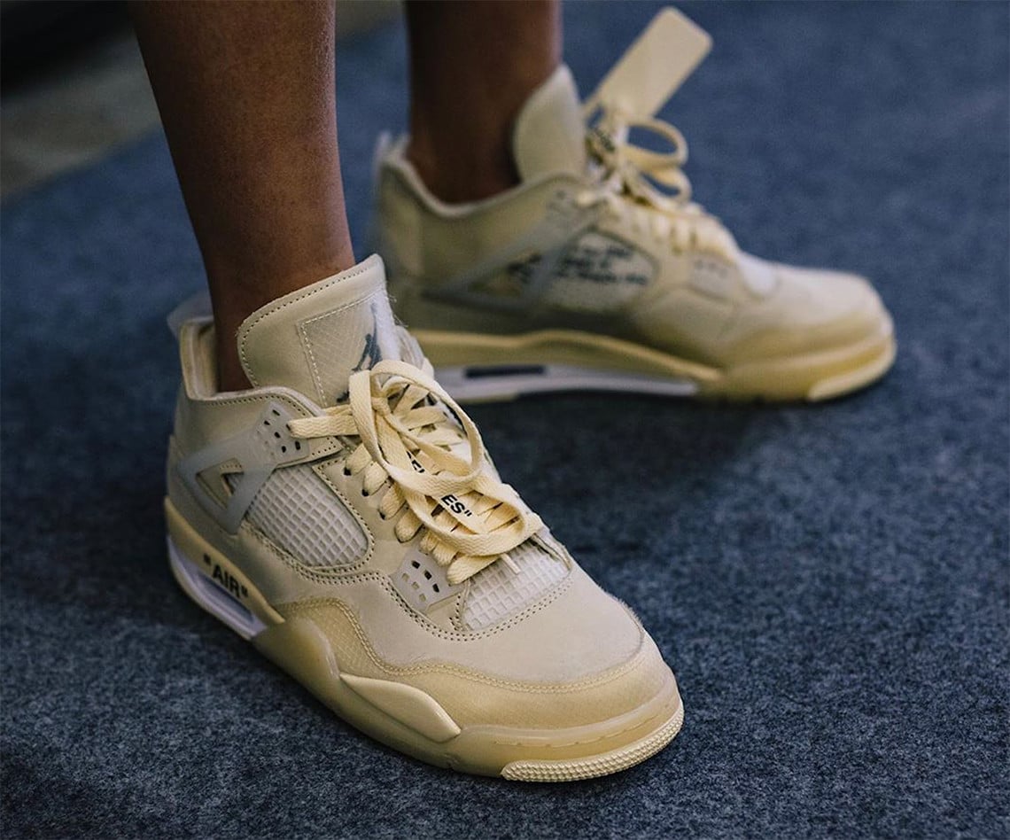 Off-White™ x Air Jordan 4 Sail Closer Look