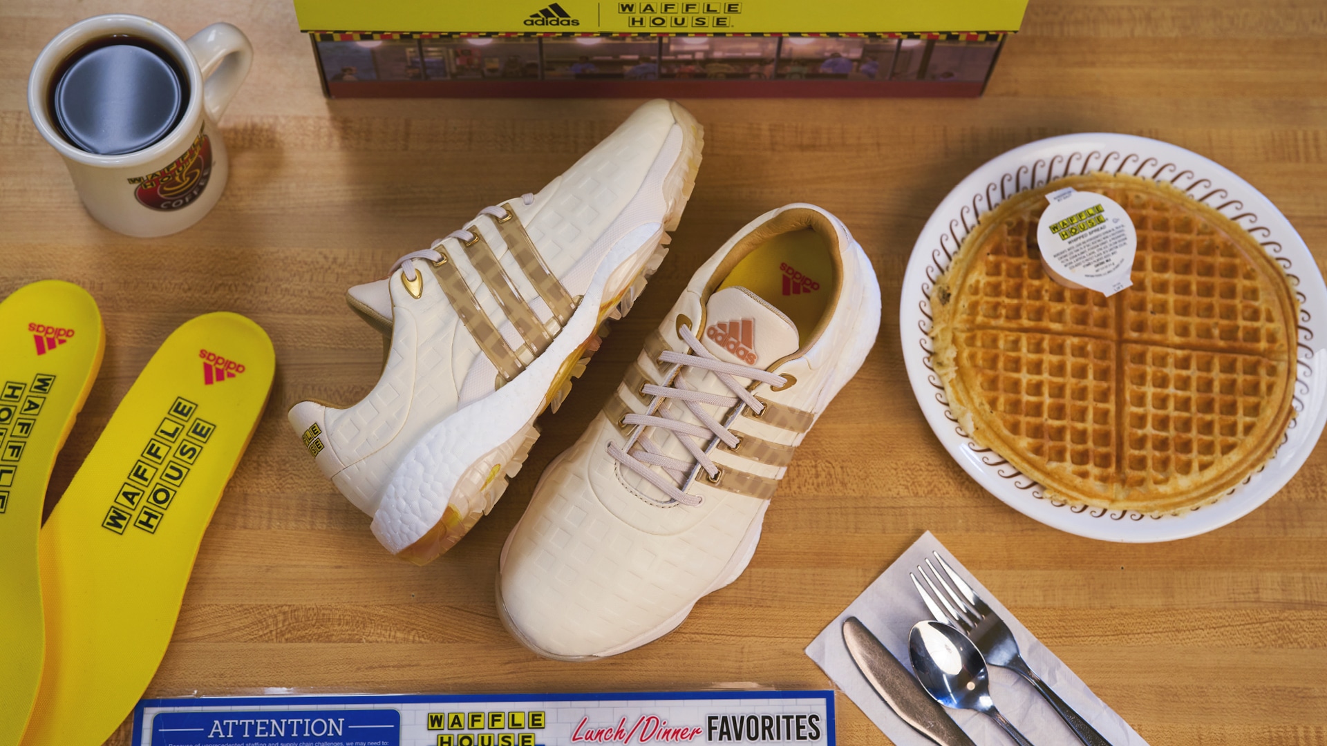Waffles, Coffee, Bacon and the Waffle House x adidas TOUR360 22 |