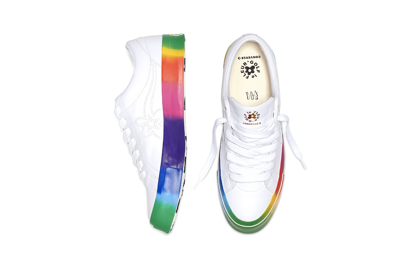 White converse rainbow on sale sole