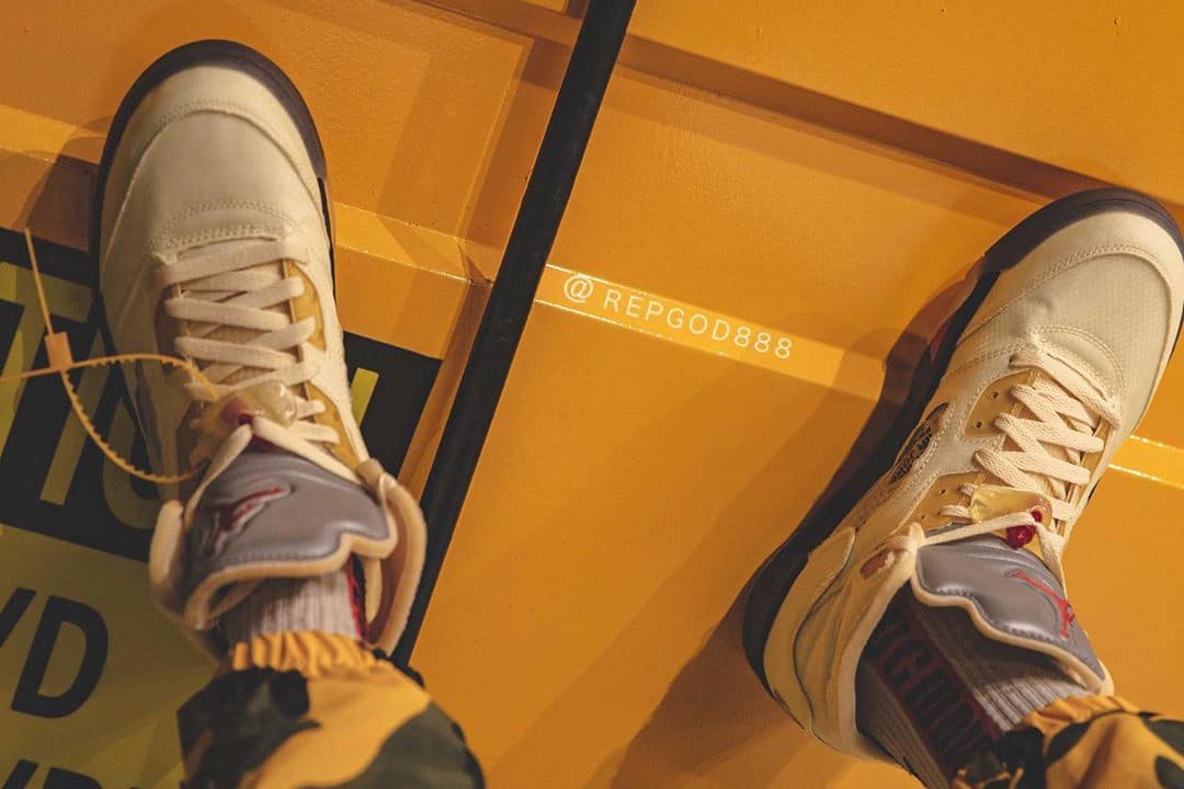 Off-White X Nike Air Jordan 5 'Sail' Poster — Sneakers Illustrated