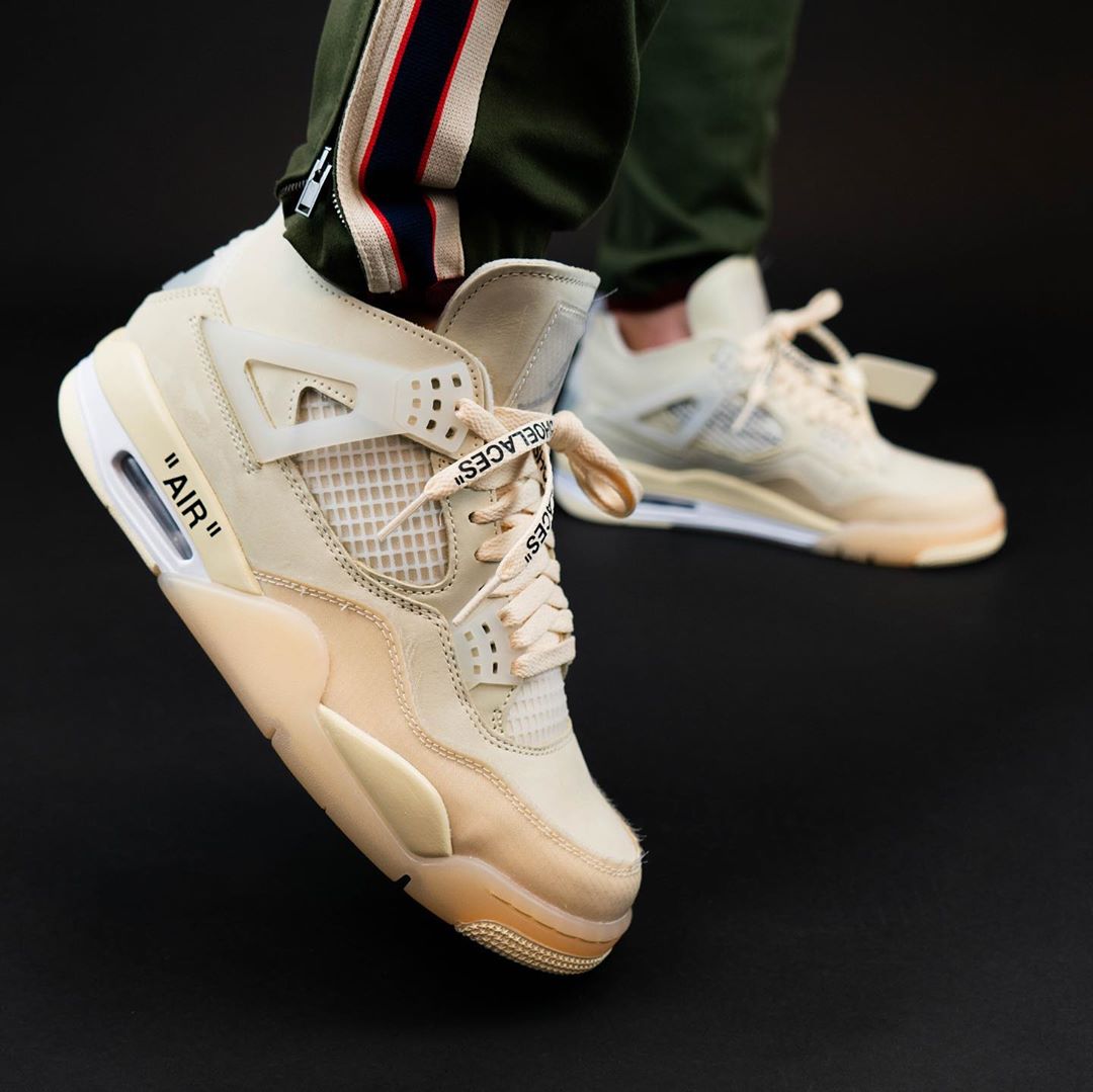 OFF WHITE x Air Jordan 4 “Sail” Beige  Pictures of shoes, Air jordans, Jordan  4 off white