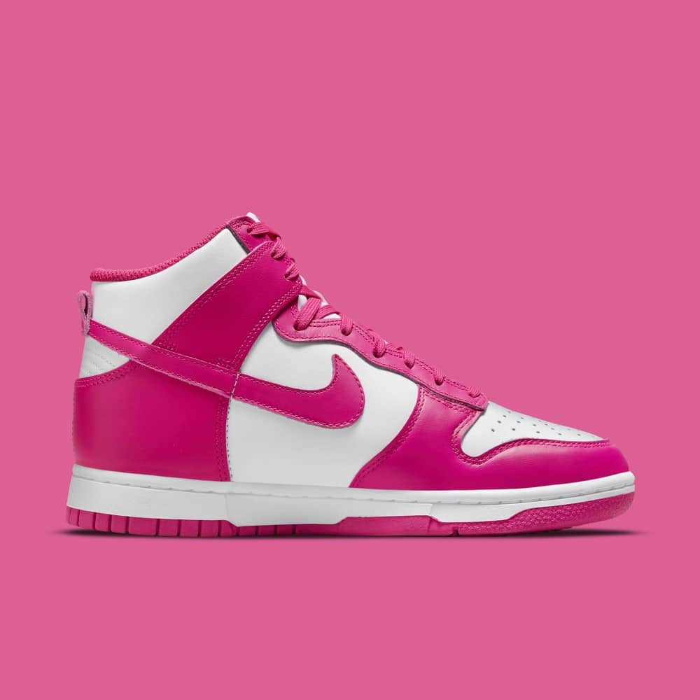 nike dunk high white pink