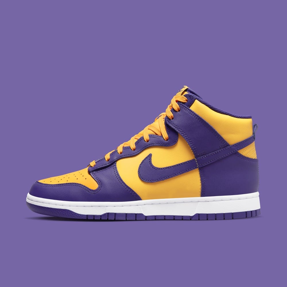 nike dunk high Lakers shoes design free vector