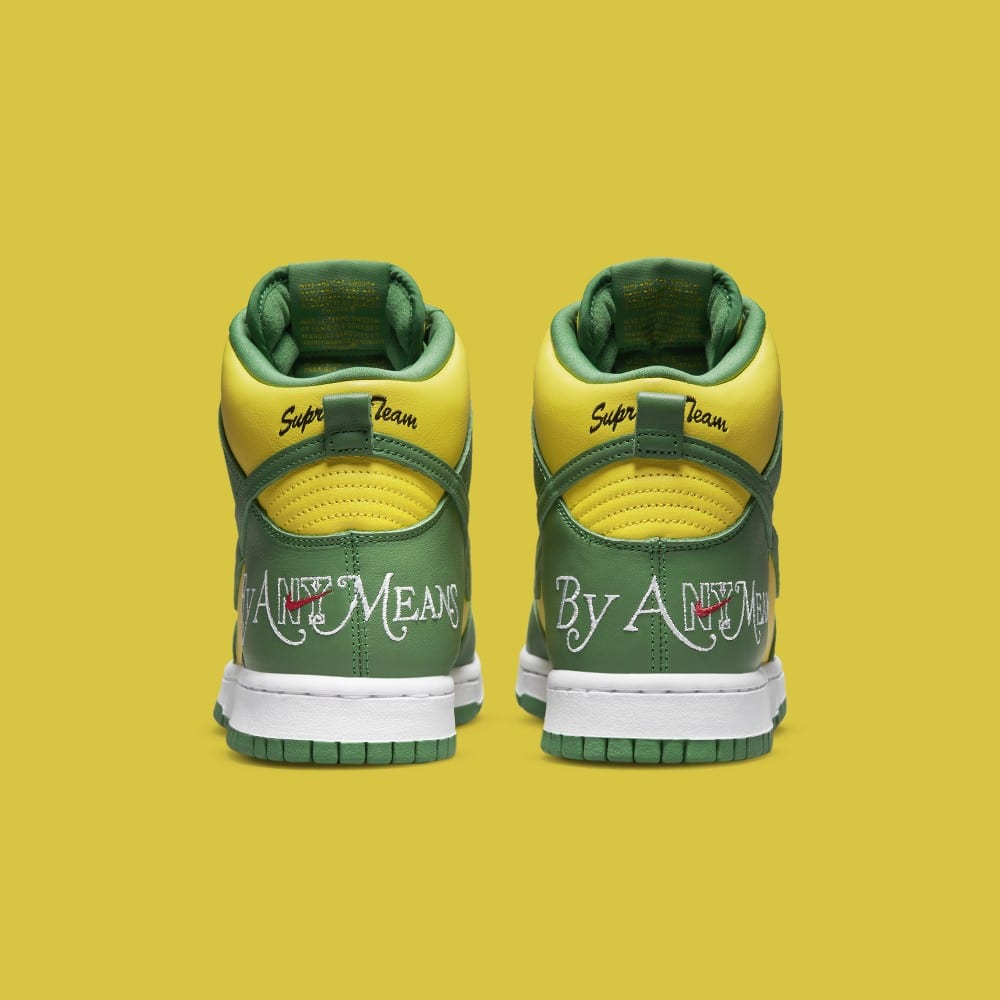 Supreme x Nike SB Dunk High By Any Means Yellow/Green Release