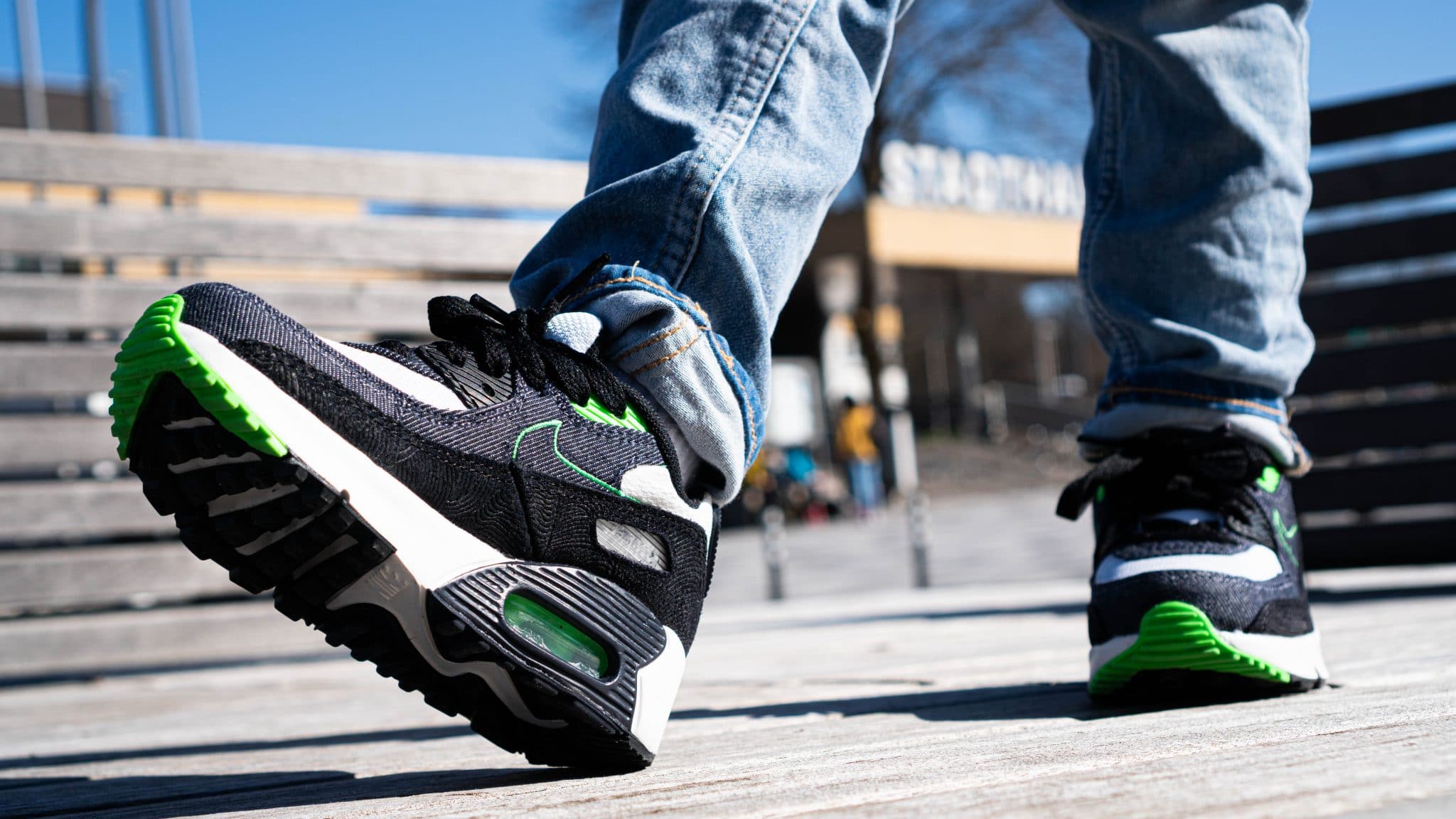 Air max 90 black grey clearance green