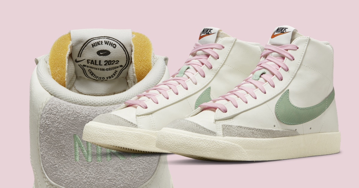 Nike Blazer Mid 77 PRM Certified Fresh Gets Pink Laces and Green