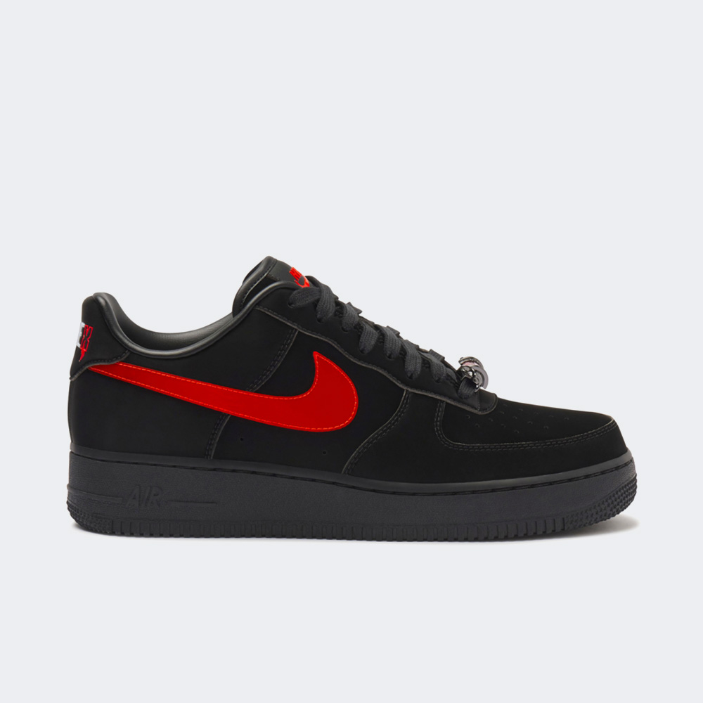 Black air force outlet 1 with red swoosh