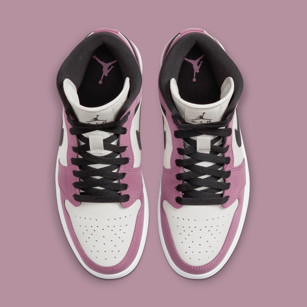 Berry Pink Covers the Overlays on This Air Jordan 1 Mid