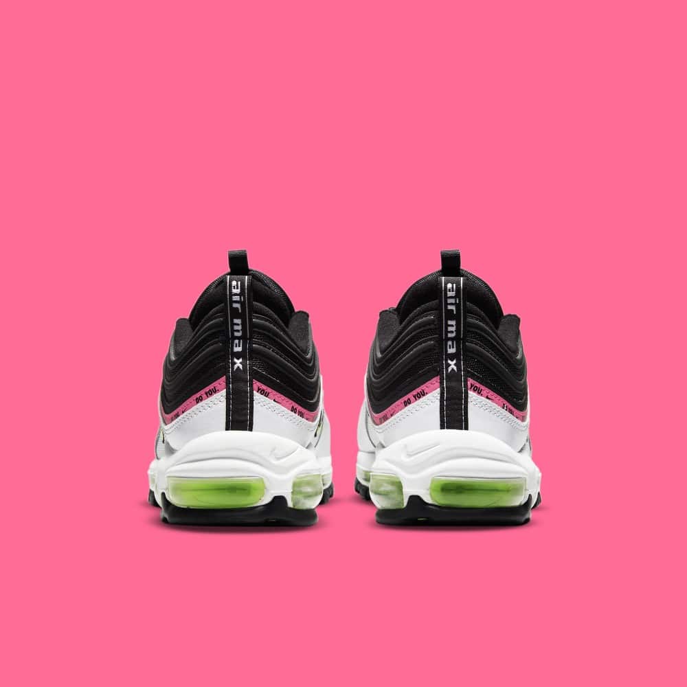 Air max 97 trainers in outlet white with black and neon stripe