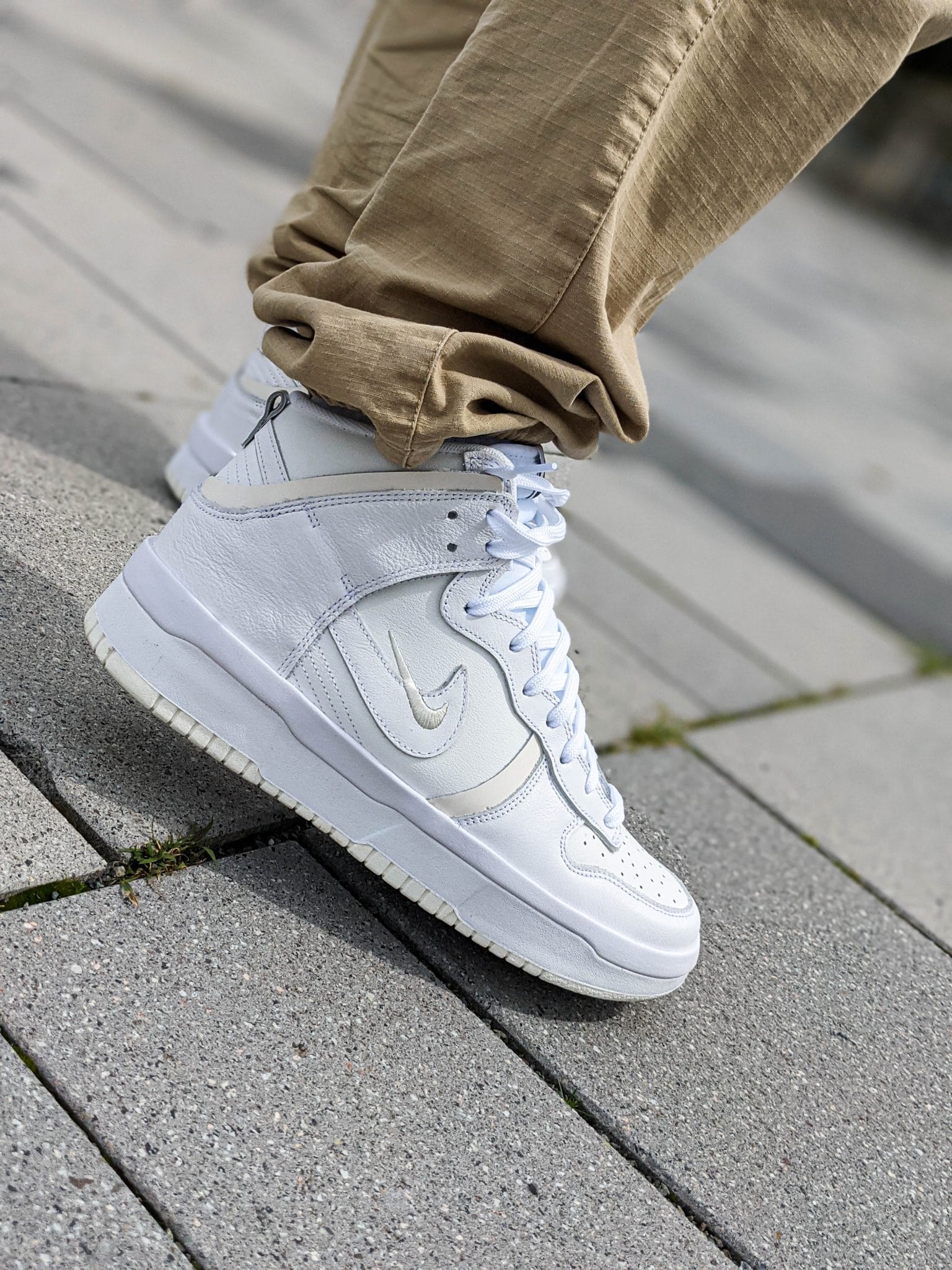 All white high top nike dunks sale