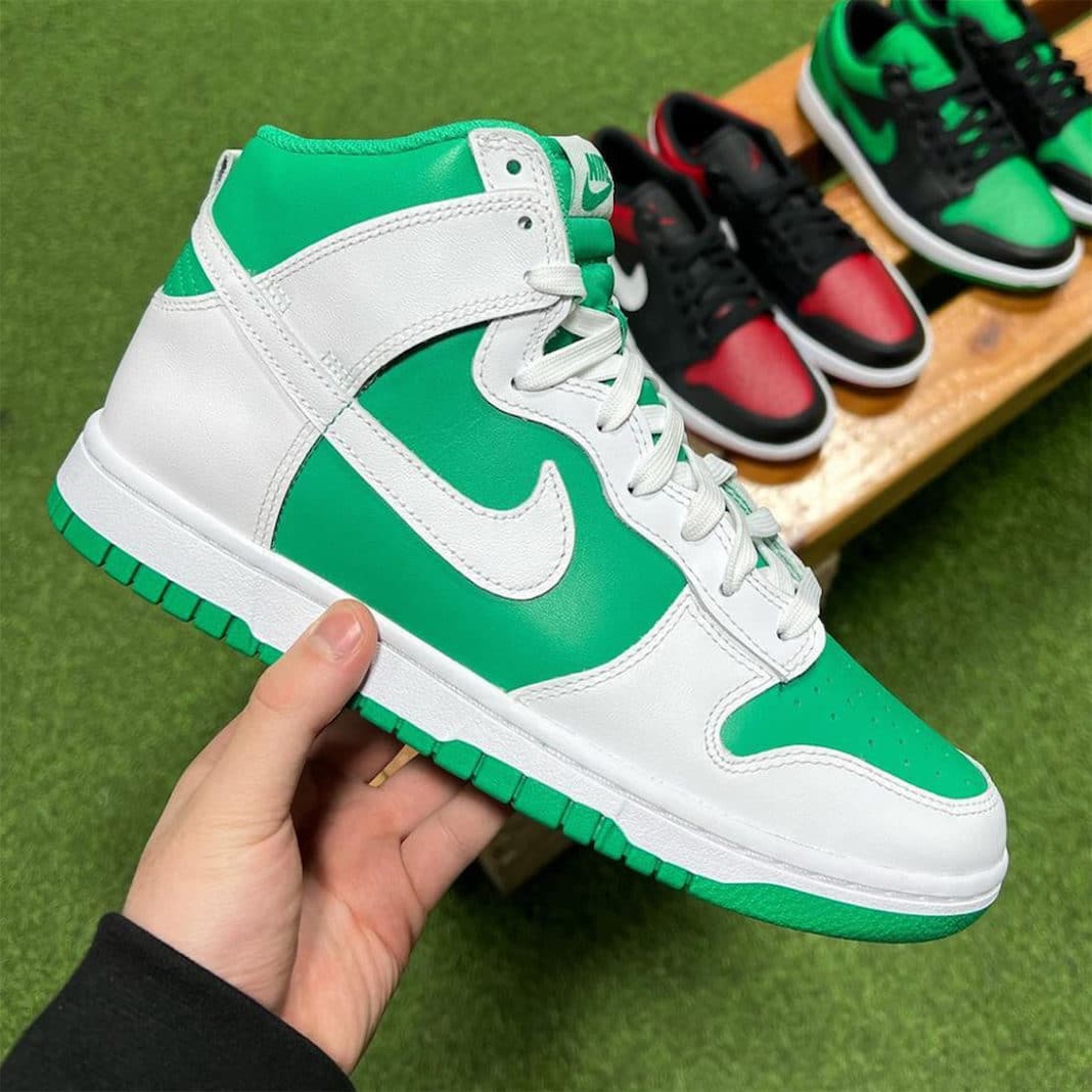 Nike dunks high green sale