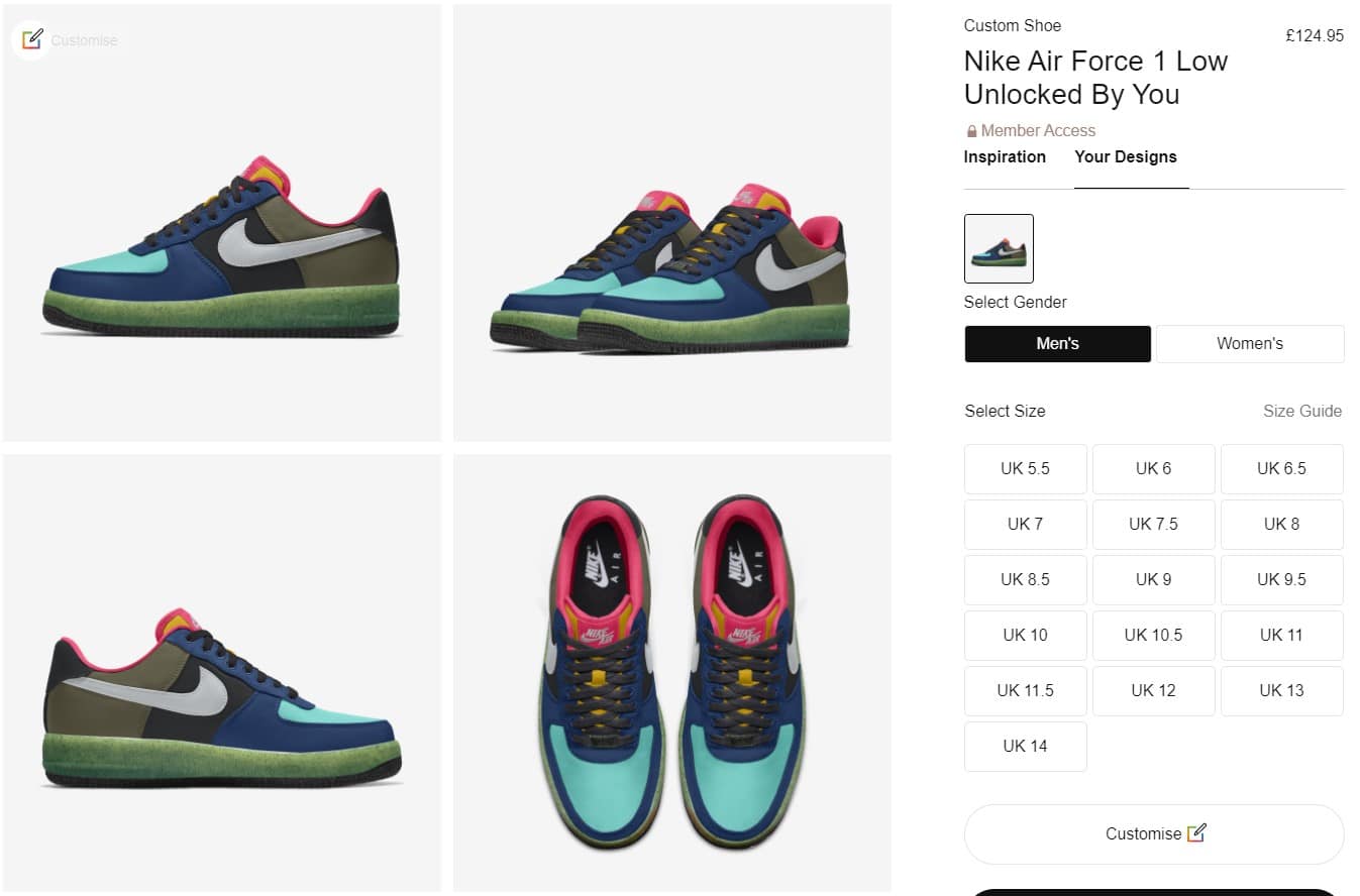 Custom Designed Nike Air Force 1 Unlocked By You Grailify