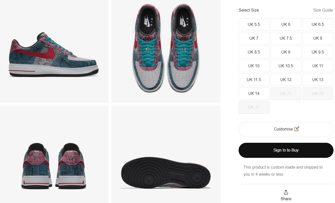 Custom Designed Nike Air Force 1 Unlocked By You Grailify