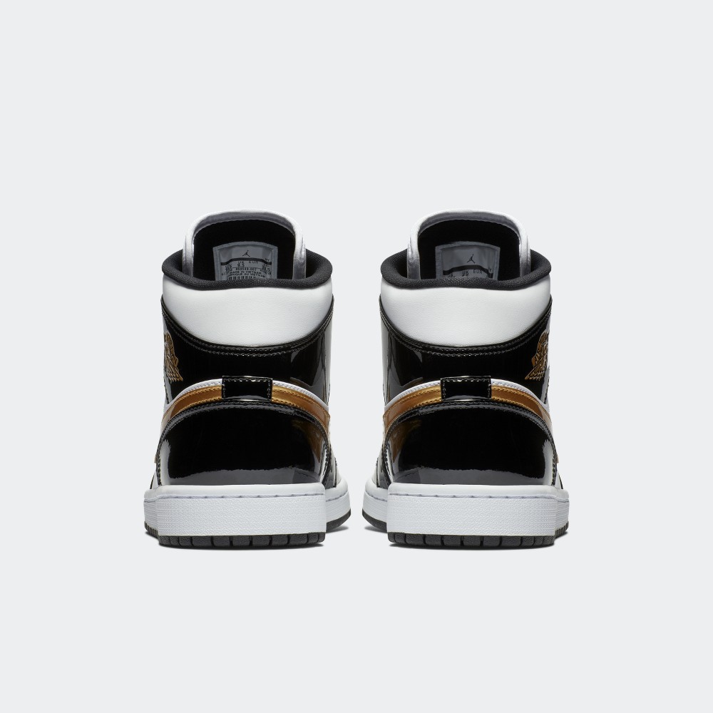 Air Jordan 1 Mid Patent Black Gold 852542 007 Grailify