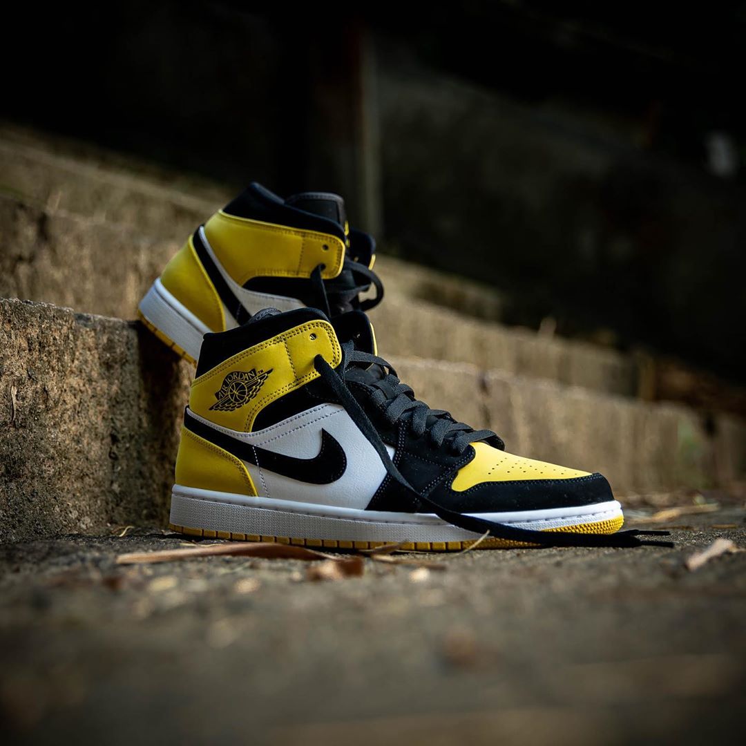 Jordan 1 mid clearance yellow toe on feet