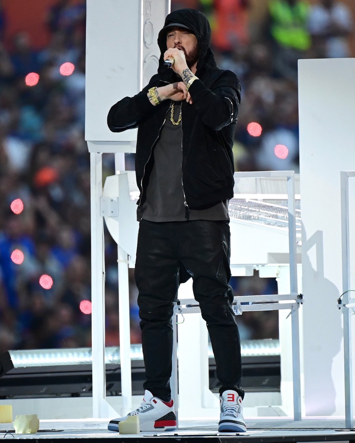 Eminem Wears an Exclusive Air Jordan 3 Slim Shady PE at the Super