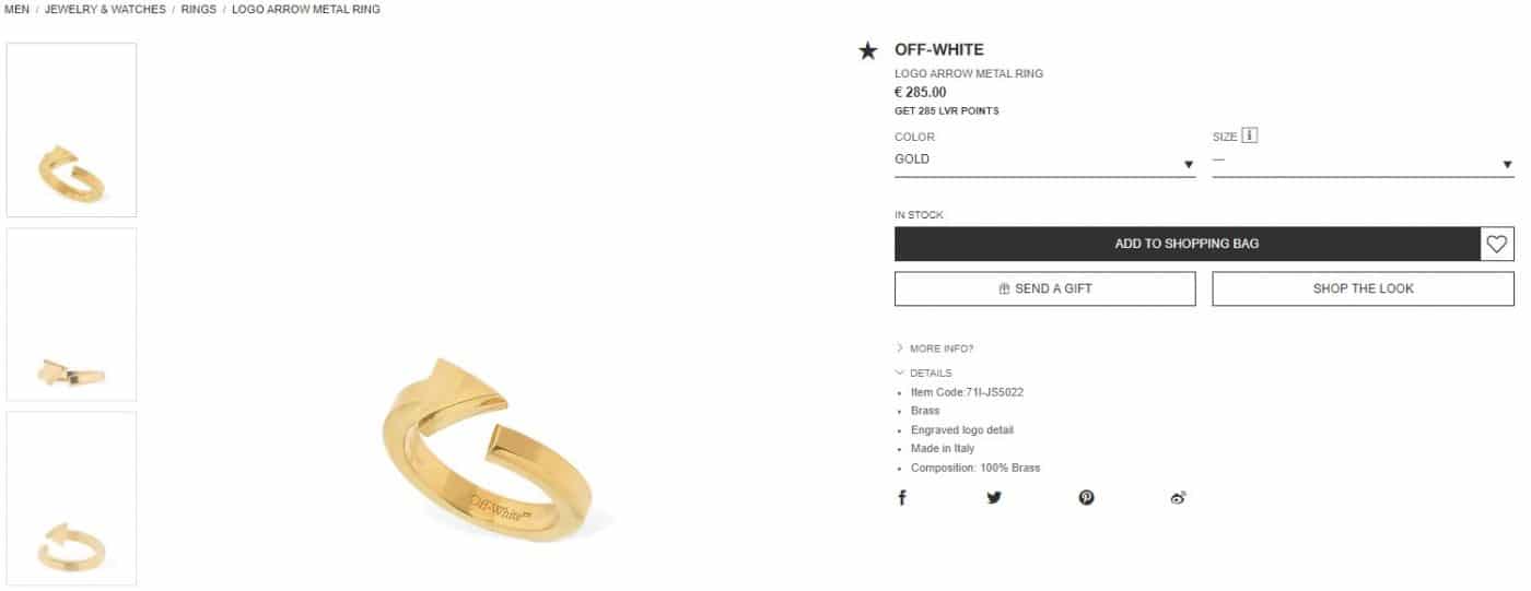 Off-White c/o Virgil Abloh Arrow Ring