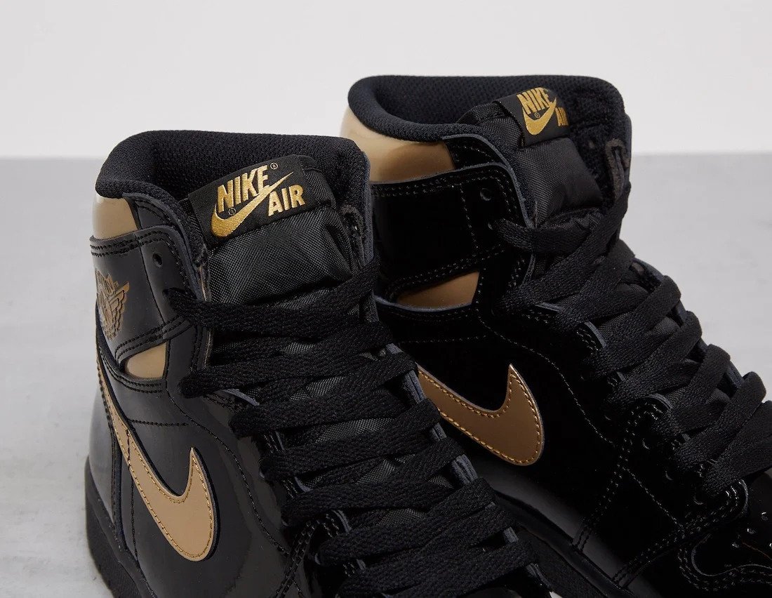 Black gold patent leather jordan 1 sales