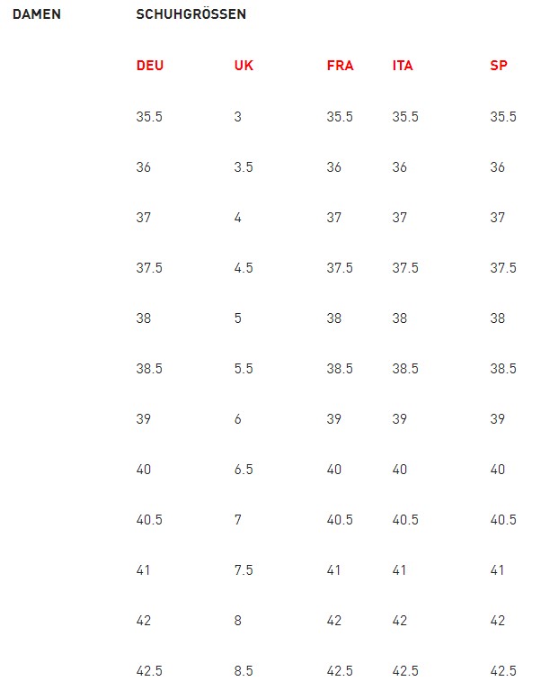 Vans sizing chart shop compared to nike