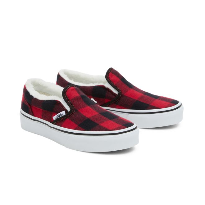 Red plaid slip on hot sale vans