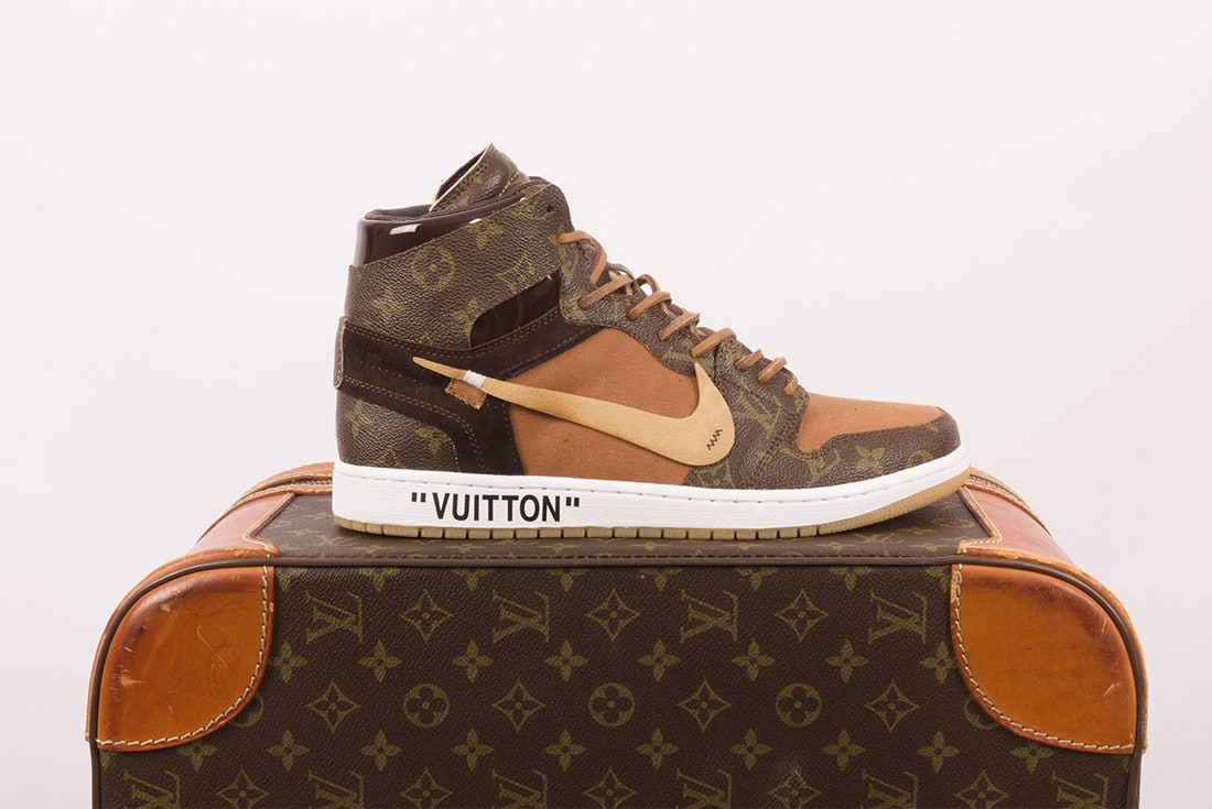 Jual Jordan LV creative tripartite high luxury custom offwhite  deconstruction style Louis Vuitton x Nike Air Jordan 1 Pinnacle AJ high top  board shoe aq08 - 42 di Seller Li Chunmei Shop 