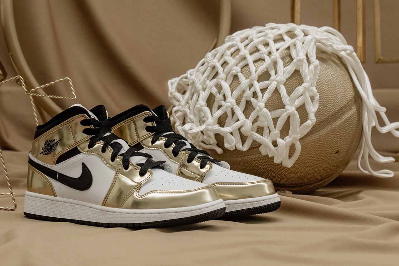 Air Jordan 1 Mid Drops with Golden Overlays Grailify