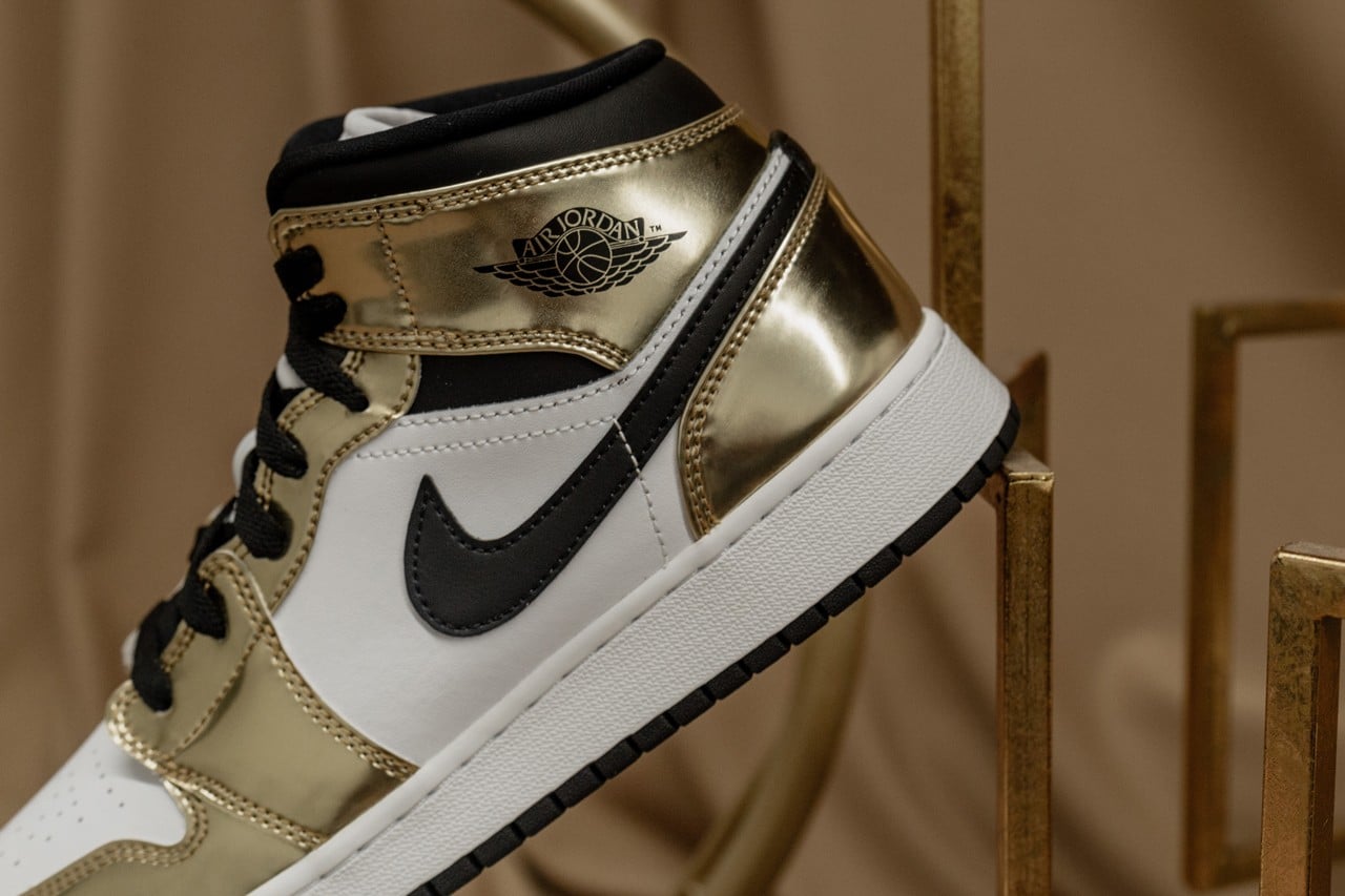 Air Jordan 1 Mid Drops with Golden Overlays Grailify