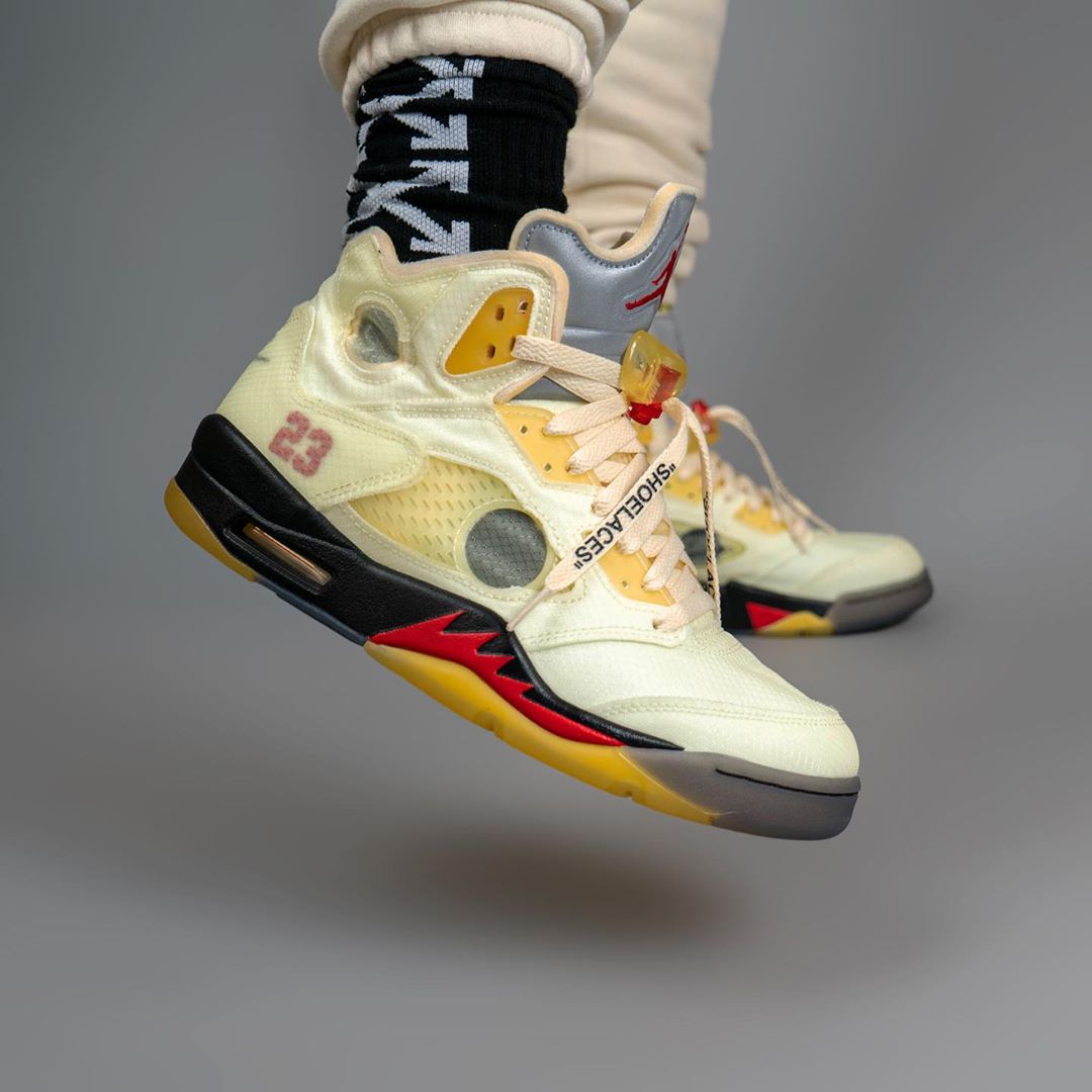 First Look at the Off-White x Air Jordan 5 Sail (Cream