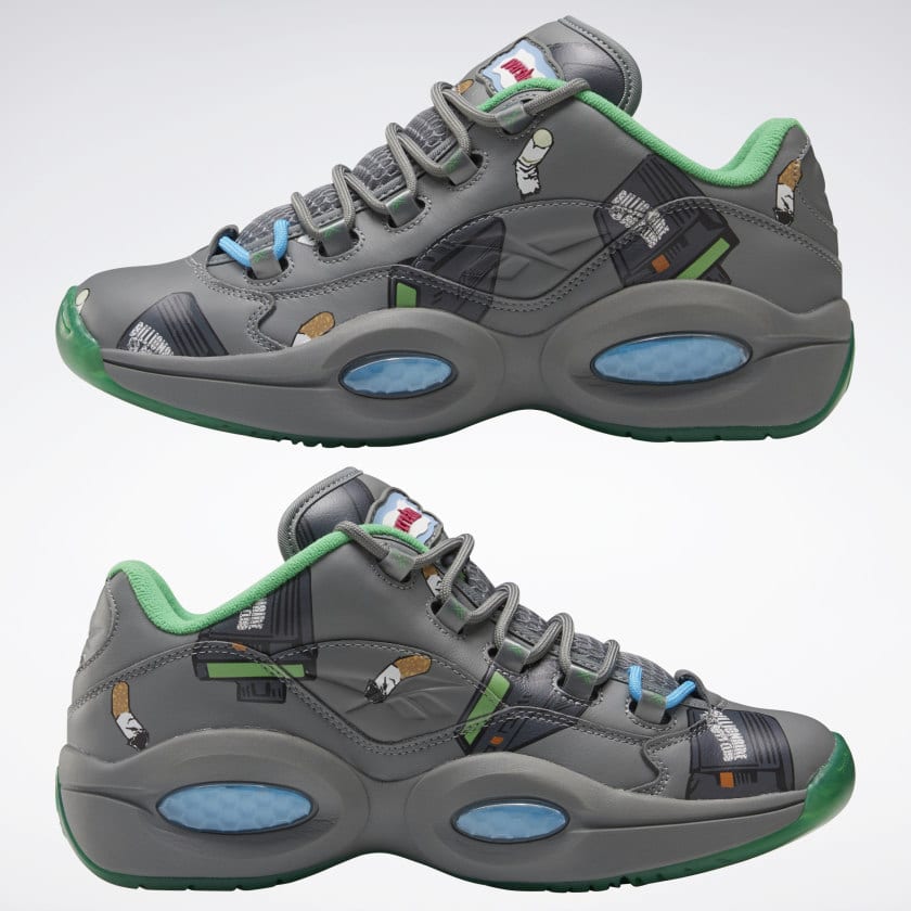 Reebok Question Low BBC Ice Cream - Beepers & Butts Shoes - Size 10 - Grey / Green