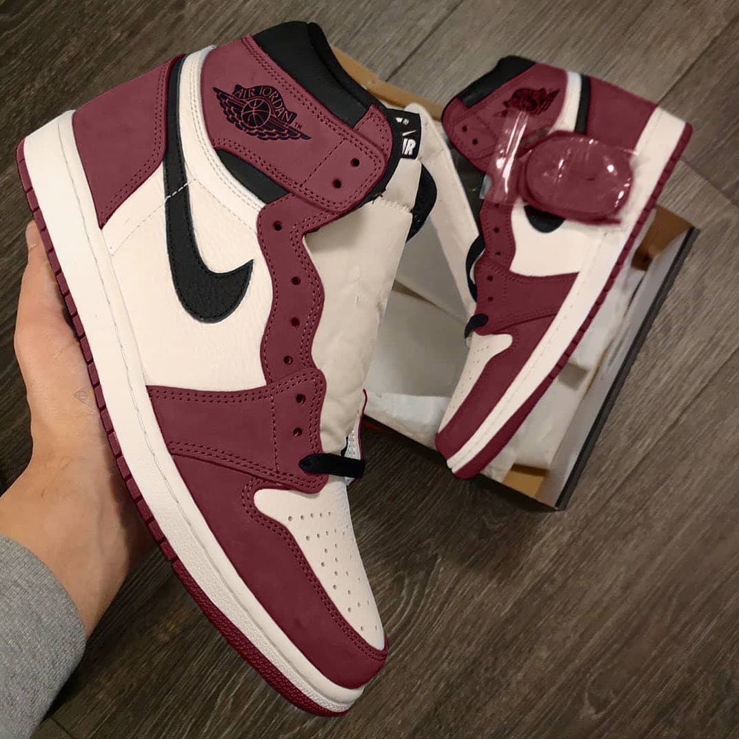 Burgundy air hot sale jordan 1