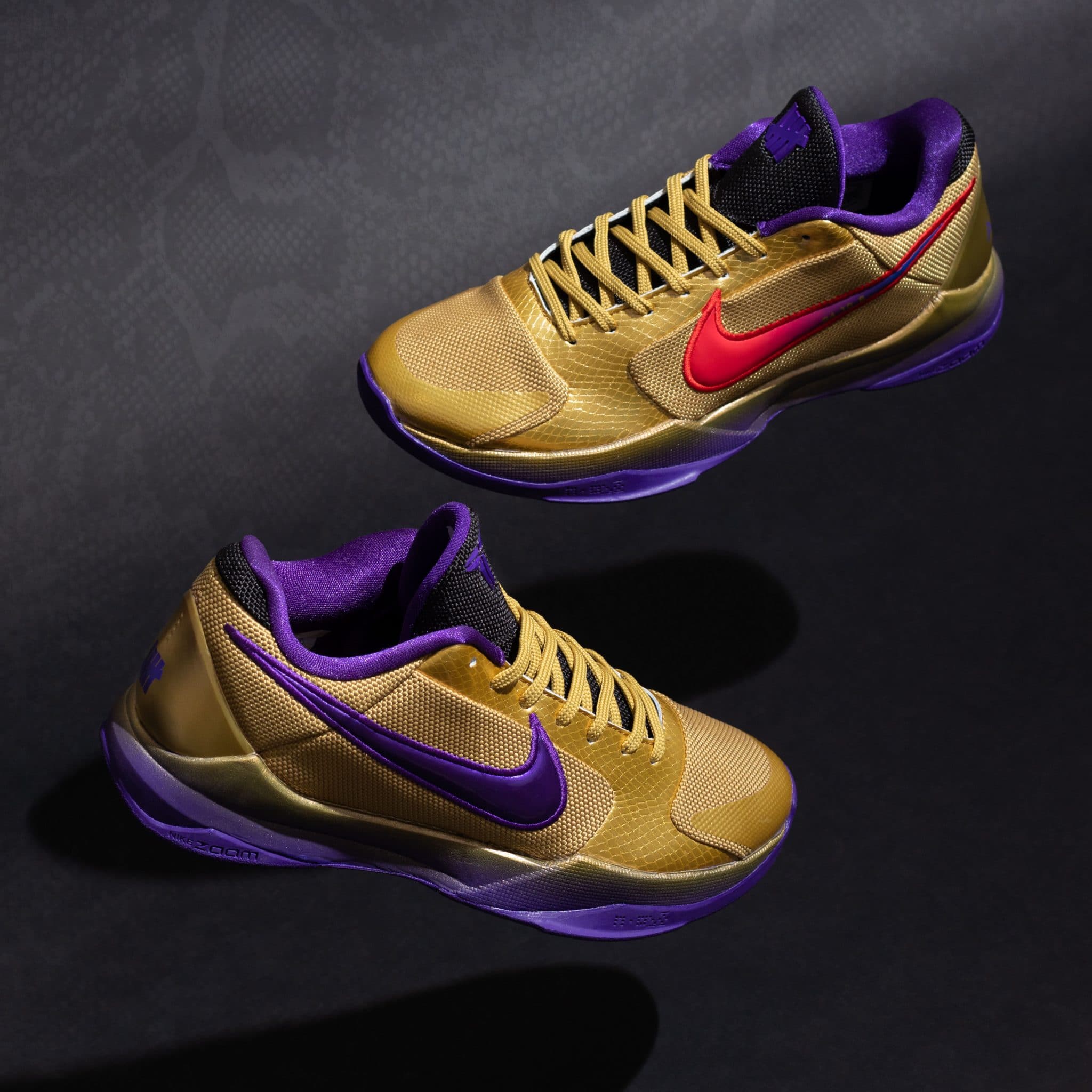 Purple and store gold kobe shoes