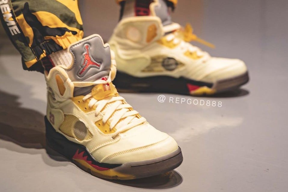 First Look at the Off-White x Air Jordan 5 Sail (Cream