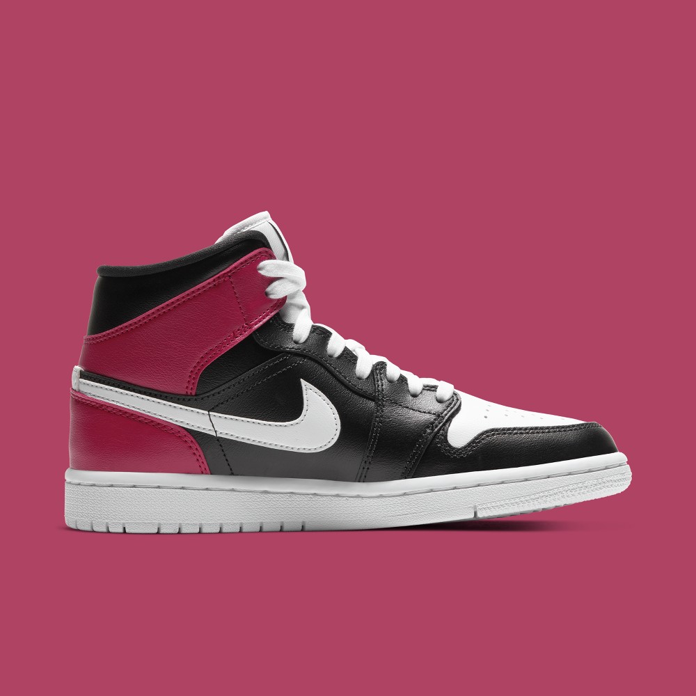 Women's air jordan 1 clearance mid (black white noble red)