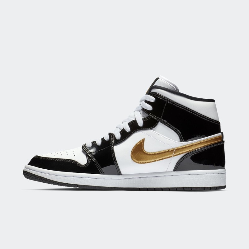 Air Jordan 1 Mid "Patent Black/Gold" | 852542-007