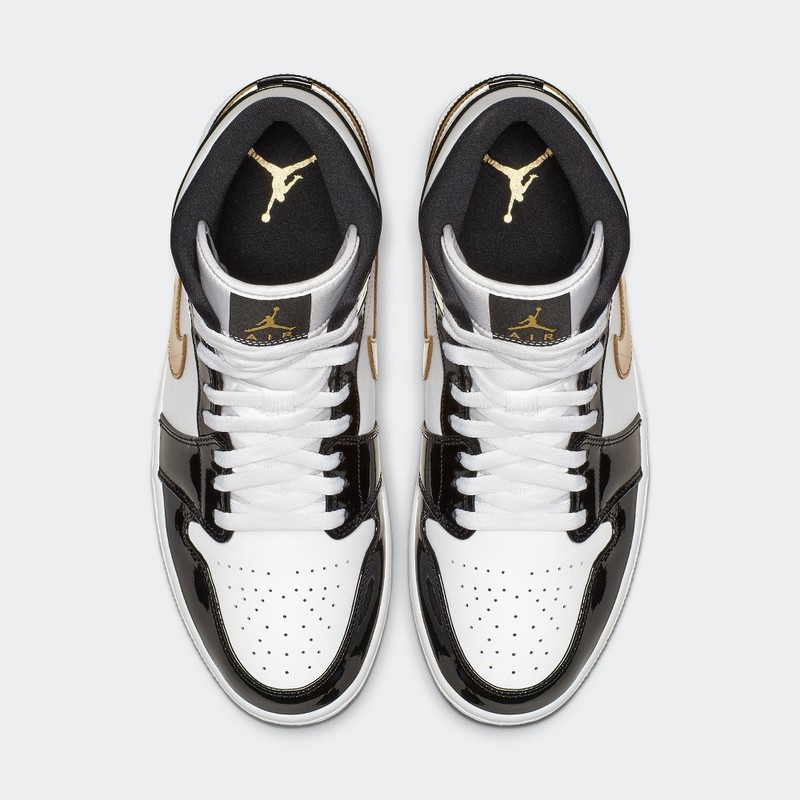 Air Jordan 1 Mid "Patent Black/Gold" | 852542-007