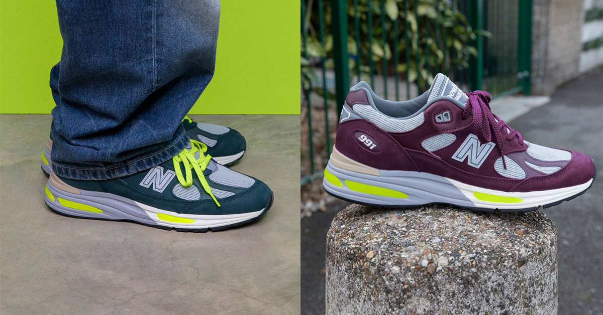 Leuchtendes Gelb hebt die Sohle der Patta x New Balance 991v2 hervor Leuchtendes Gelb hebt die Sohle der Patta x New Balance 991v2 hervor