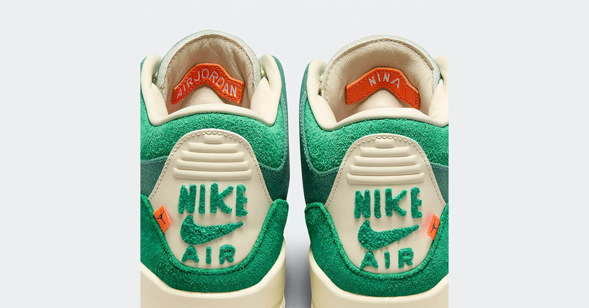 Nina Chanel Abneys Air Jordan 3 vereint Kunst und Sneaker durch Canvas-Wildleder und dicke Laces
