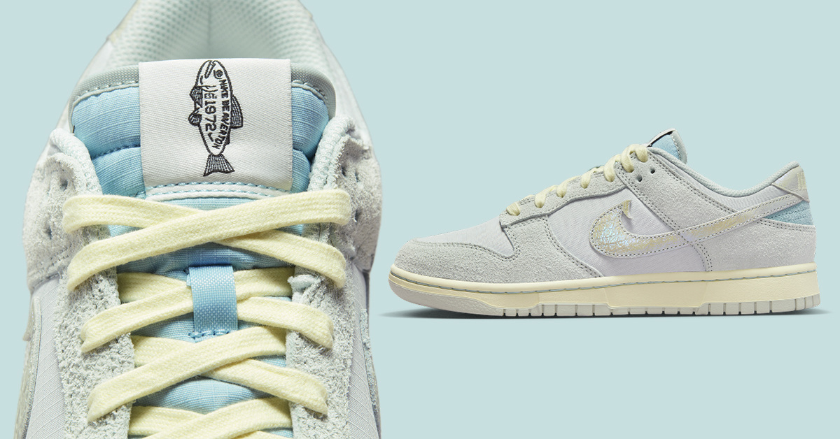 Fischhakenartige Swooshes erscheinen auf dem Nike Dunk Low „Fishing“ Fischhakenartige Swooshes erscheinen auf dem Nike Dunk Low „Fishing“