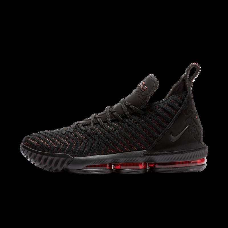 Lebron 16 low black best sale and red