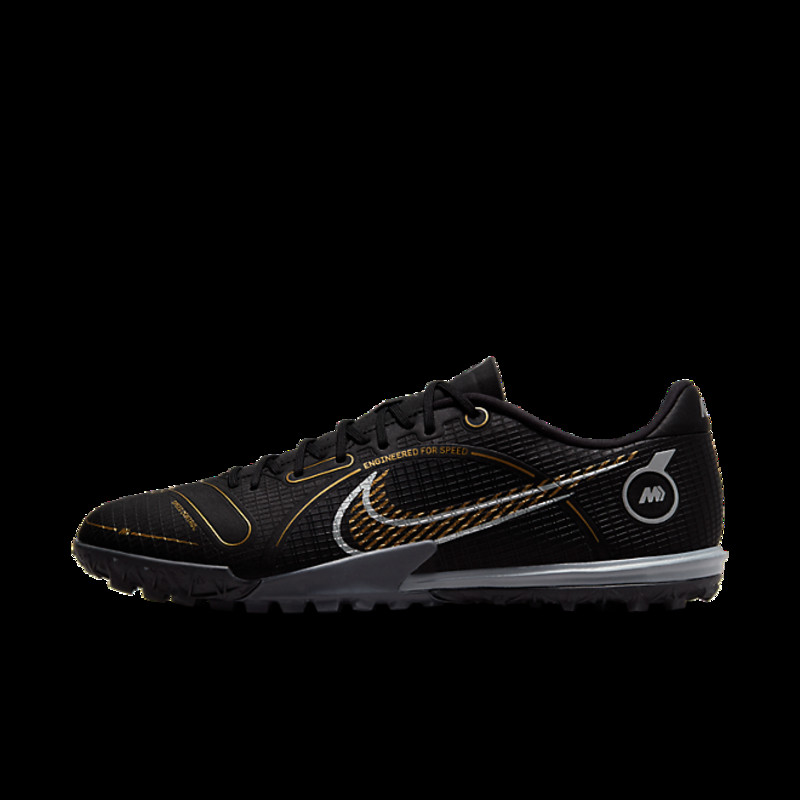 Nike Junior Mercurial Vapor 14 Academy Jr TF - Black/Metallic Gold/Metallic  Silver DJ2863007 