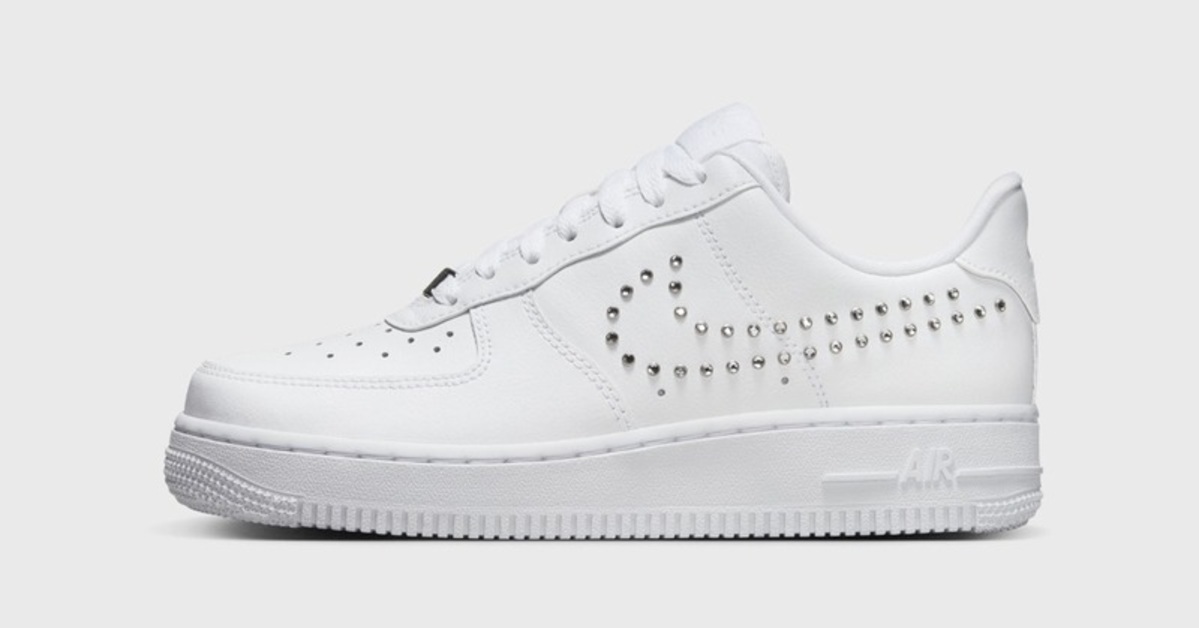 Metal Studs form the Swoosh on this Nike Air Force 1