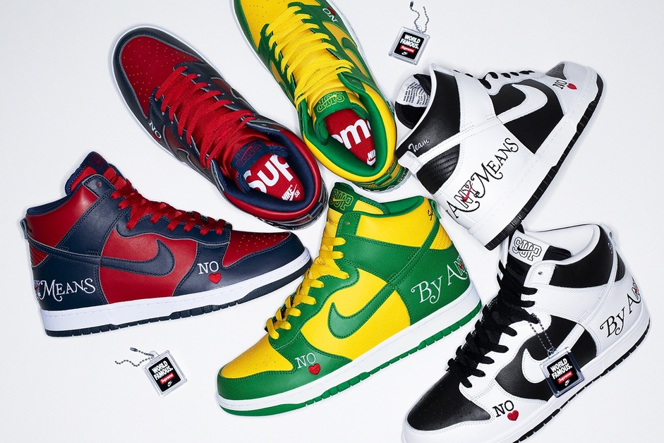 Ofizielle Fotos des Supreme x Nike SB Dunk High “By Any Means” sind da