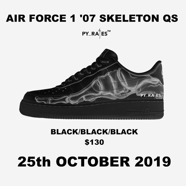 Halloween 2019 droppt ein gespenstischer Nike Air Force 1 "Black Skeleton"